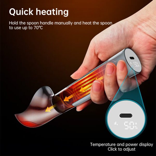 Rechargeable Heated Scoop: Adjustable Temp, Rapid Heat for Ice Cream & More - Image 7