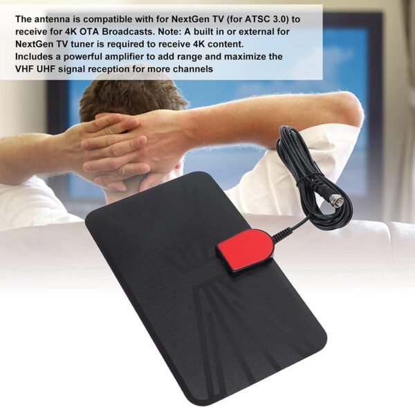 Digital Indoor TV ANTENNA-1080P 4K HDTV Antenna 100 Miles / 160km Receiving Range UHF 470-862MHz - Image 5
