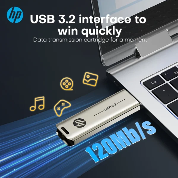 HP Flash Drive USB3.2 32GB 64GB 128GB 256GB High Speed Sticks External Storage Metal Pen Drive Creative Personality for PC - Image 2