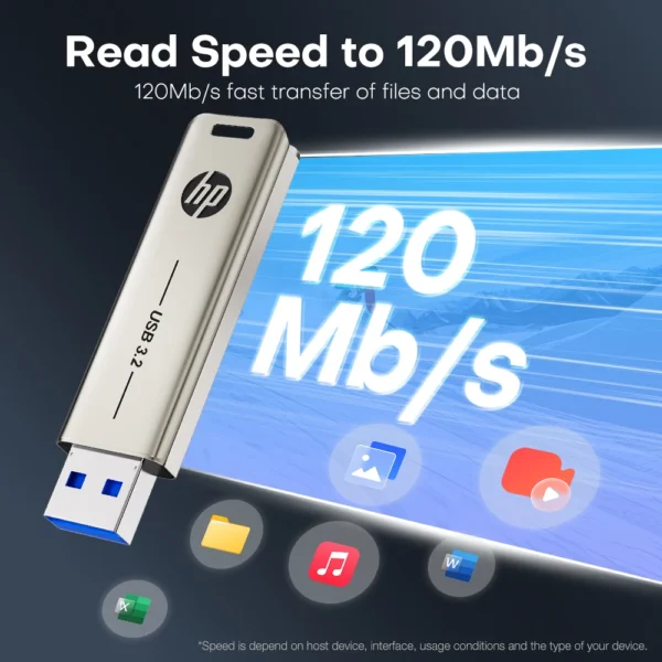 HP Flash Drive USB3.2 32GB 64GB 128GB 256GB High Speed Sticks External Storage Metal Pen Drive Creative Personality for PC - Image 4